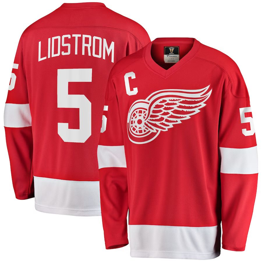 Men Detroit Red Wings #5 Nicklas Lidstrom Fanatics Branded Red Premier Breakaway Retired Player NHL Jersey
